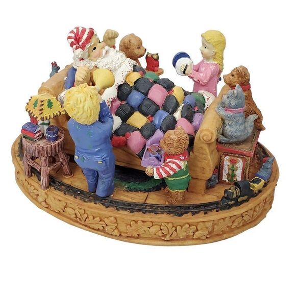 Vintage Christmas Santa Children Figure Sculpture Dog Cat Teddy Bear Train - Picture 1 of 8
